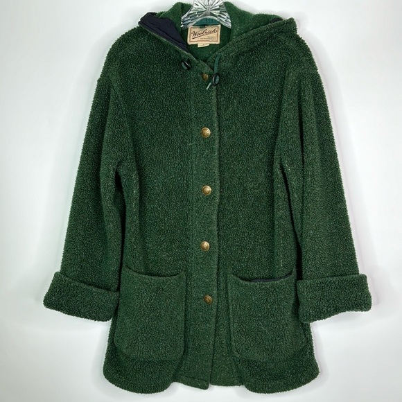 Woolrich Green Hooded Button Up Sweater Size Small - Picture 1 of 8